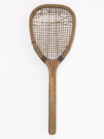 Olympic Museum-Wooden tennis racket.